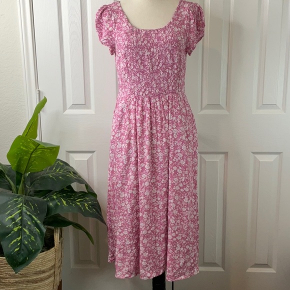 Seta T Women's Casual Floral Crew Neck Cap Sleeve Boho Flowy Midi Dress Size S - Picture 3 of 16